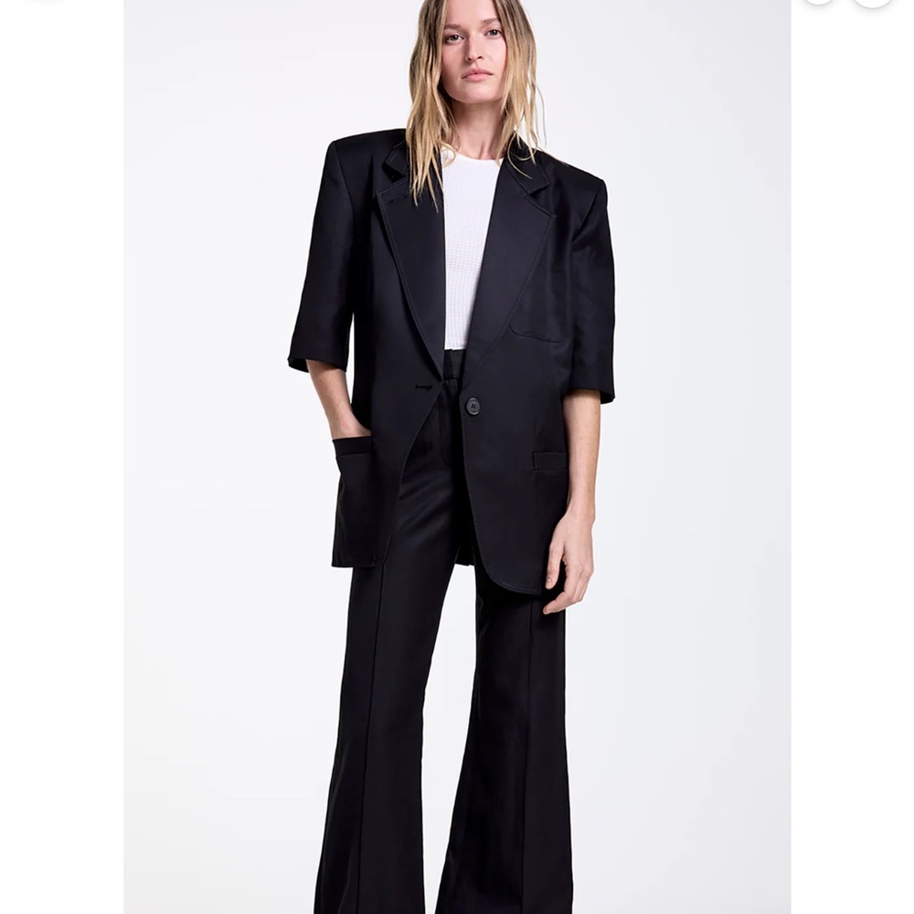 Smythe Black Short Sleeve Oversized Blazer M